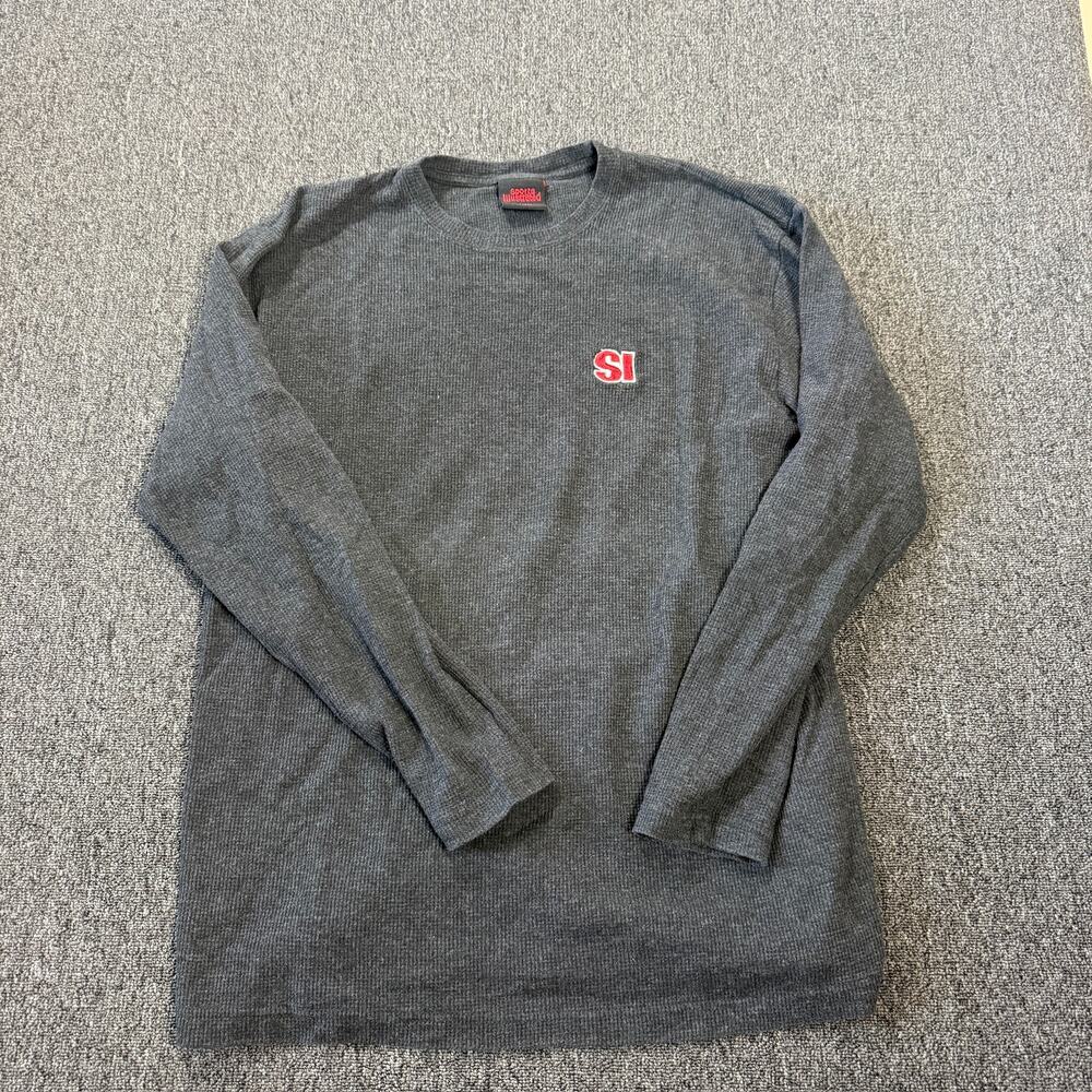 Vintage Y2k Sports Illustrated Dark Grey Waffle Knit Longsleeve Thermal Men's L